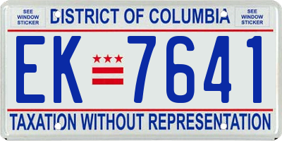 DC license plate EK7641