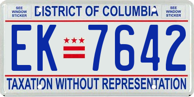 DC license plate EK7642