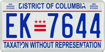 DC license plate EK7644