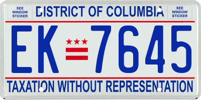 DC license plate EK7645