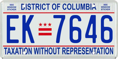 DC license plate EK7646