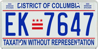 DC license plate EK7647