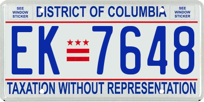 DC license plate EK7648