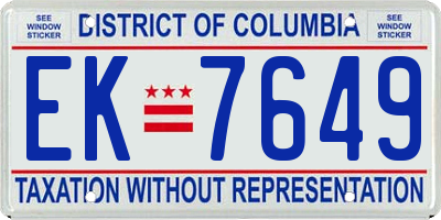 DC license plate EK7649