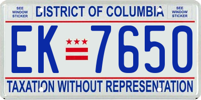 DC license plate EK7650