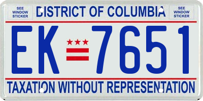 DC license plate EK7651