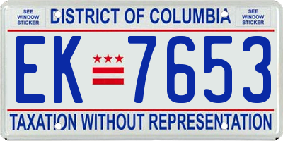 DC license plate EK7653