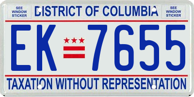 DC license plate EK7655