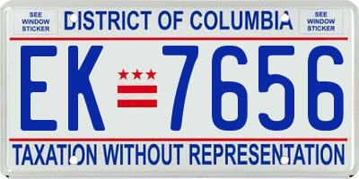 DC license plate EK7656