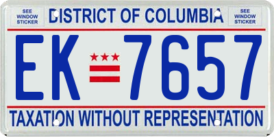 DC license plate EK7657