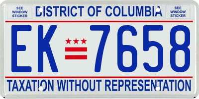 DC license plate EK7658