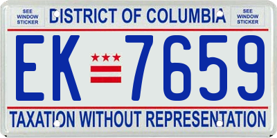 DC license plate EK7659