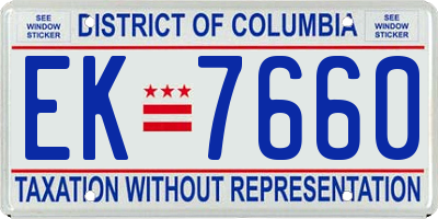 DC license plate EK7660