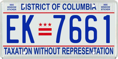 DC license plate EK7661