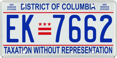 DC license plate EK7662