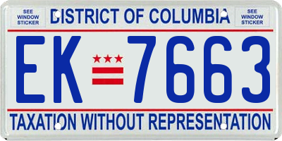 DC license plate EK7663