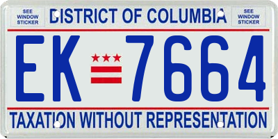 DC license plate EK7664