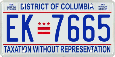 DC license plate EK7665