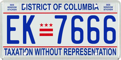 DC license plate EK7666