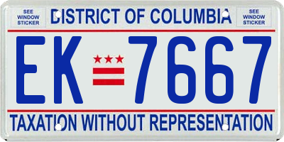 DC license plate EK7667