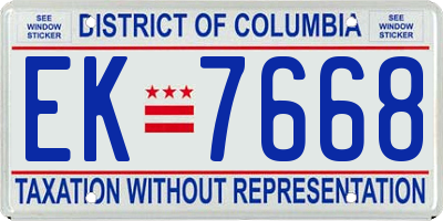 DC license plate EK7668