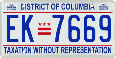 DC license plate EK7669