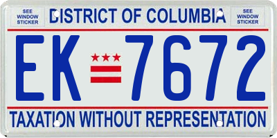 DC license plate EK7672