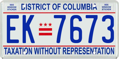 DC license plate EK7673