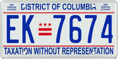 DC license plate EK7674