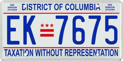 DC license plate EK7675