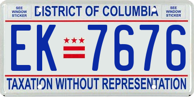 DC license plate EK7676