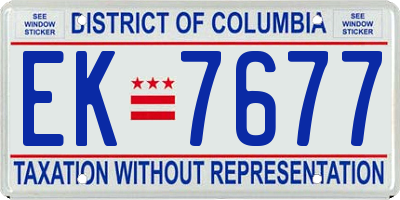 DC license plate EK7677