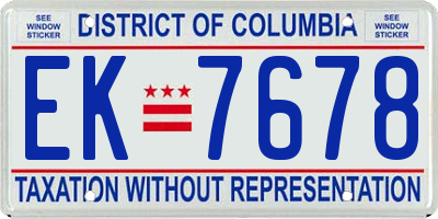 DC license plate EK7678