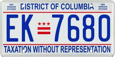 DC license plate EK7680