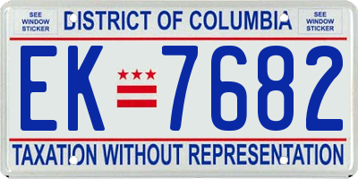 DC license plate EK7682