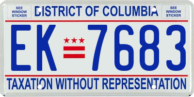 DC license plate EK7683