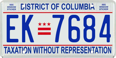 DC license plate EK7684