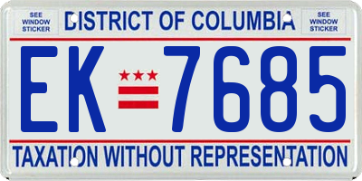 DC license plate EK7685