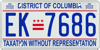 DC license plate EK7686