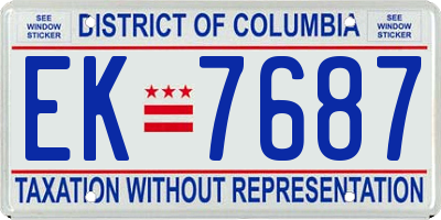 DC license plate EK7687