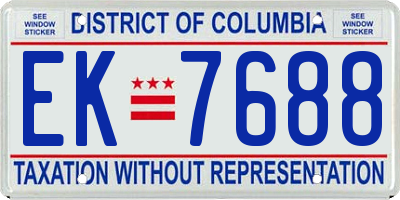 DC license plate EK7688