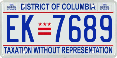 DC license plate EK7689