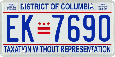 DC license plate EK7690