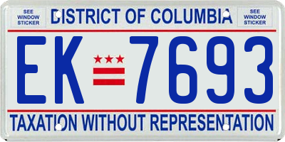 DC license plate EK7693