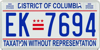 DC license plate EK7694