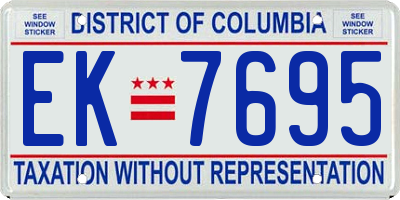 DC license plate EK7695