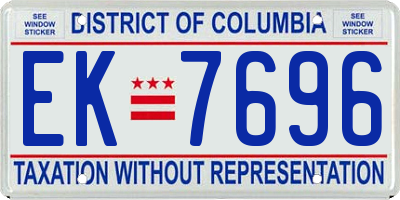 DC license plate EK7696