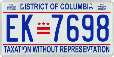 DC license plate EK7698