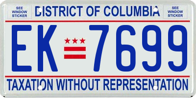 DC license plate EK7699