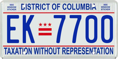 DC license plate EK7700